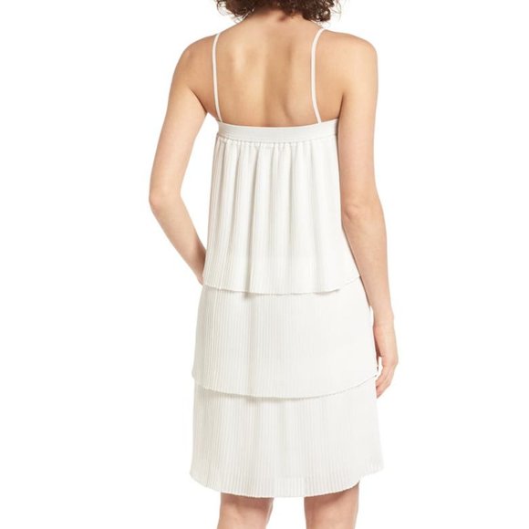 Chelsea28 TIERED CHIFFON WHITE SPAGHETTI STRAP Flounce DRESS! Size M! - Picture 4 of 7